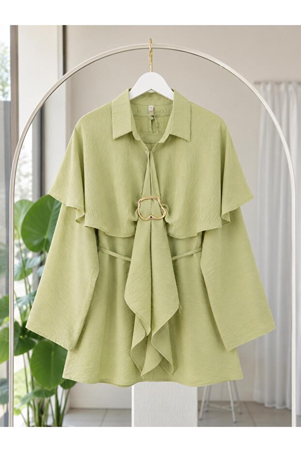 Women's Cape Detailed Buckle Tunic -0370