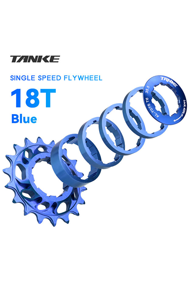 18T blue TANKE-Single Speed Flywheel Conversion Kit,18T,HG Cassette Cog,MTB Road Bike Sprocket for F