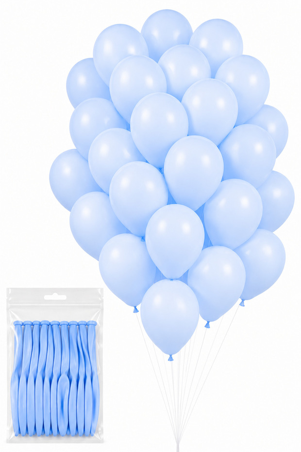 25 Pieces Blue Macaron Balloon Soft Pastel Birthday Balloon