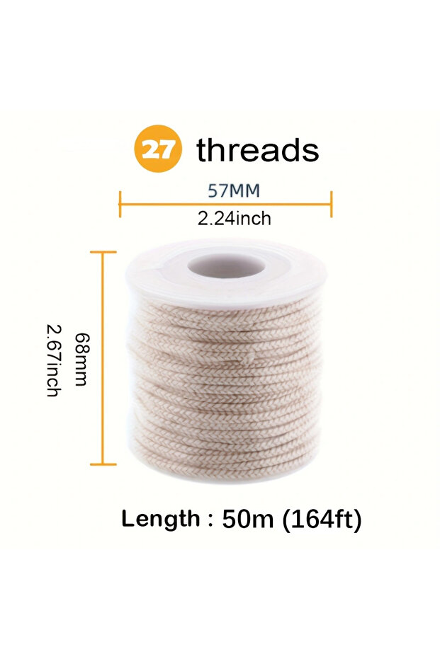 27 ECO-friendly 50m 50m&61m Cotton Candle Wick 21-45 Thread Low Smoke ECO-friendly Wicks DIY Making