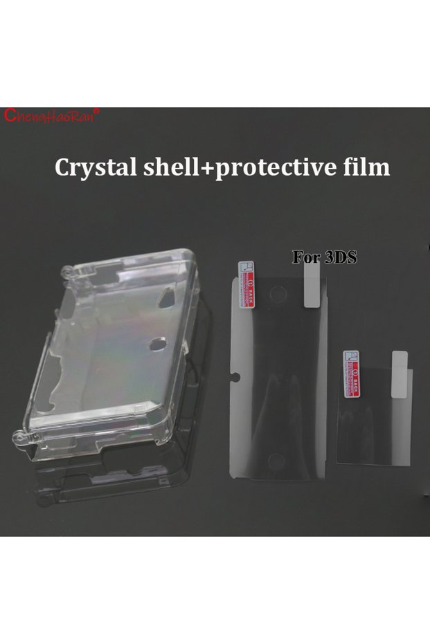 1 case 1 set film 1PC Clear Crystal Protective Case Cover Hard Shell Skin for 3DS + Anti Dust Film F