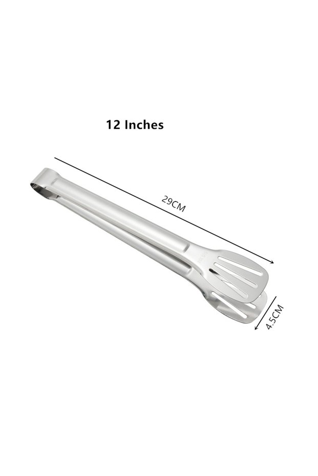 12 inches Stainless Steel Food Tongs Barbecue Tongs Meat Salad Steak Food Serving Clip Tweezers Long