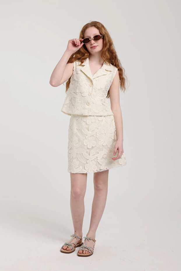 8-14 Years Berceste Lara Girls' Shorts Set-Latte