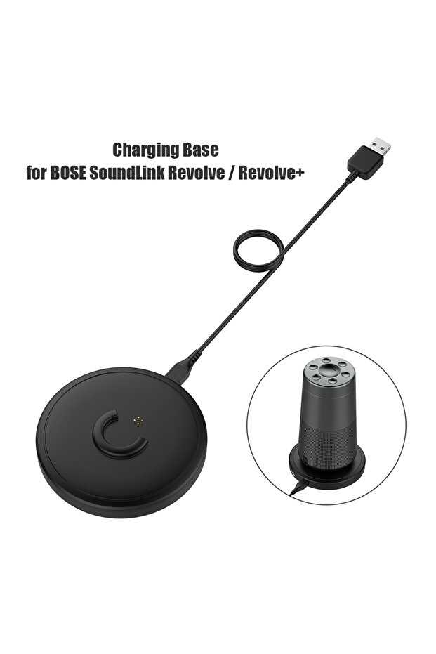 حامل شحن أسود من VODOOL لسماعات Bose SoundLink Revolve/Revolve+ II، حامل شحن USB