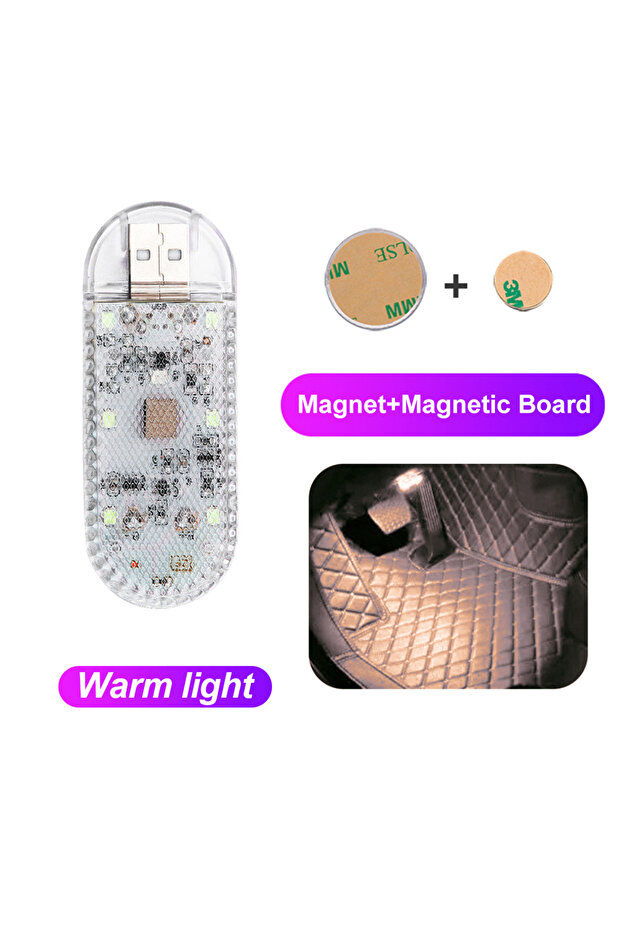قطعة واحدة من الضوء الدافئ 1/2X LED ضوء اللمس اللاسلكي الصغير إضاءة داخلية للسيارة سقف السيارة القراءة La