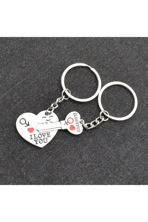 silver Silver Plated Lovers Gift Wedding Favors Couple My Heart Keychain Fashion Keyring Key Fob Cre