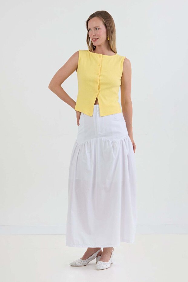 Buttoned Pocketed T-Shirt Skirt