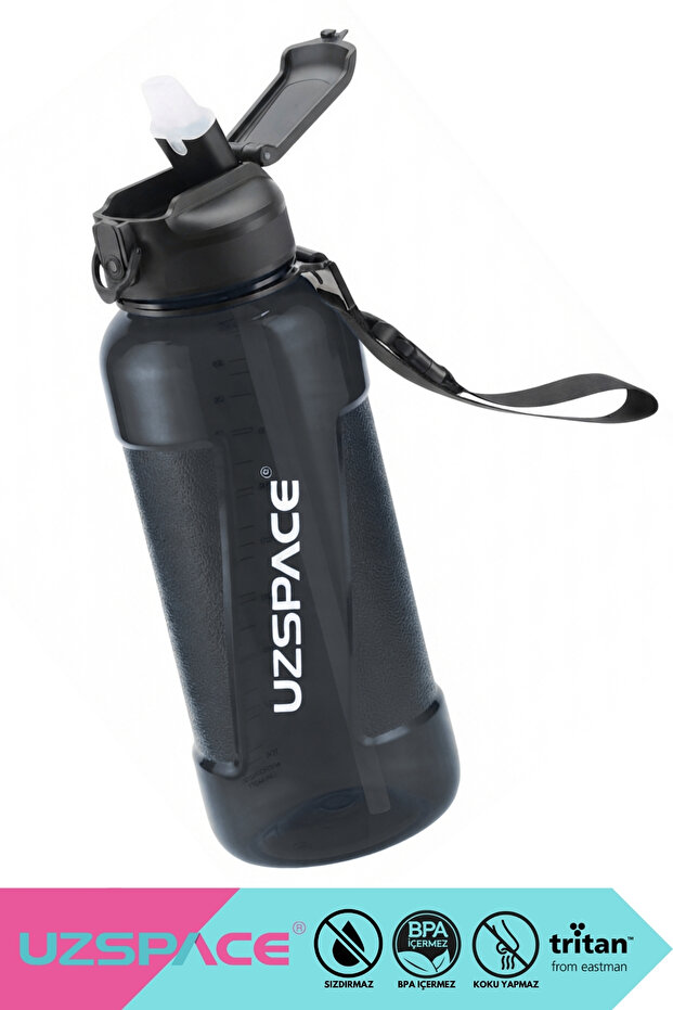 1500ml New Collection Mega Size Silicone Straw with Measurement Scale Transparent Body with Hand Strap Tritan Sports Water Bottle Bpa Free No Odor