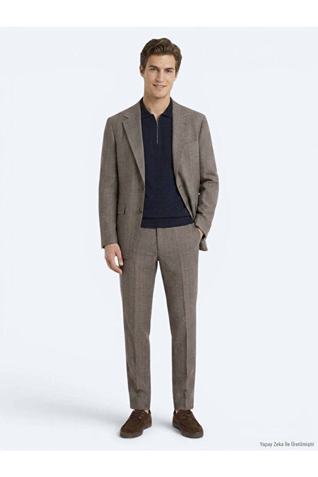 Mink Striped Modern Fit Silk Blend Suit