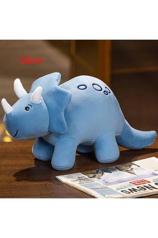 Blue 28cm Cartoon Colorful Dinosaur Plush Toy Cute Stuffed Animals Triceratops Plushies Kawaii Soft