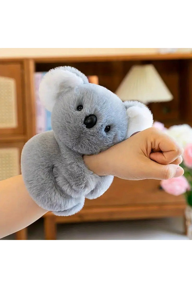 GRAY Soft & Cuddly Koala Wrist Plush Toy Gray Polyester Animal Slap Band Perfect for Youngsters and