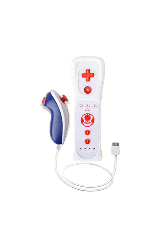 مجموعة وحدة تحكم Nunchuck باللون الأزرق والأبيض مع زوج واحد ووحدة تحكم عن بعد Motion Plus ووحدة تحكم Wii G - 1