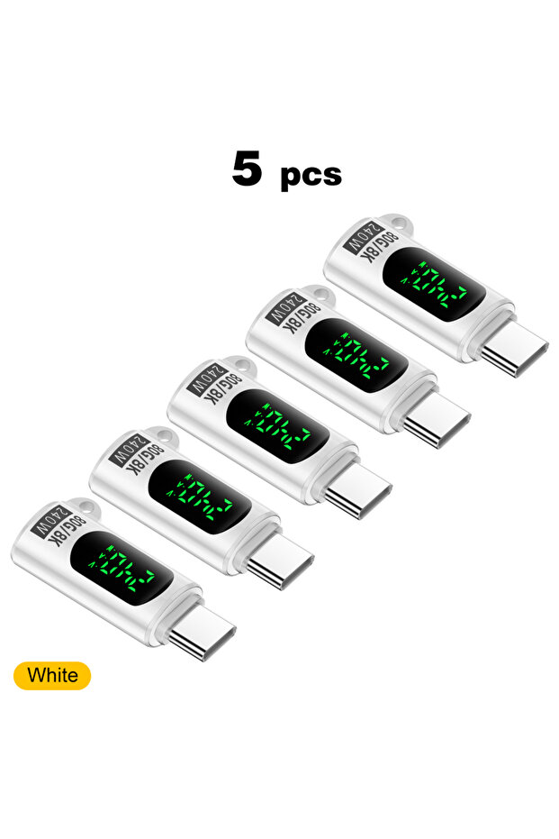 5pcs White USB4 40Gbps Adapter Digital Display USB 4 V2.0 80Gbps Type C to Type C OTG Cable Connecto