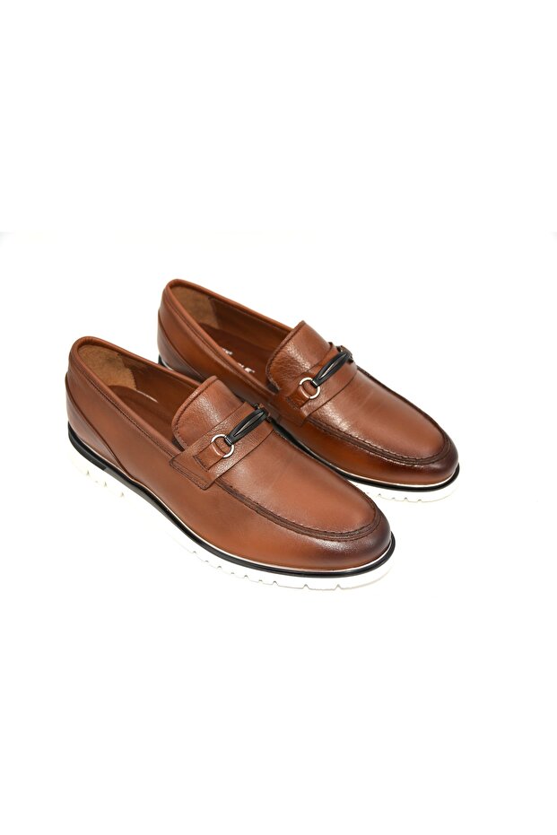 152-19437 Genuine Leather Inside and Outside Eva Light Sole Men's Casual Shoes Taba