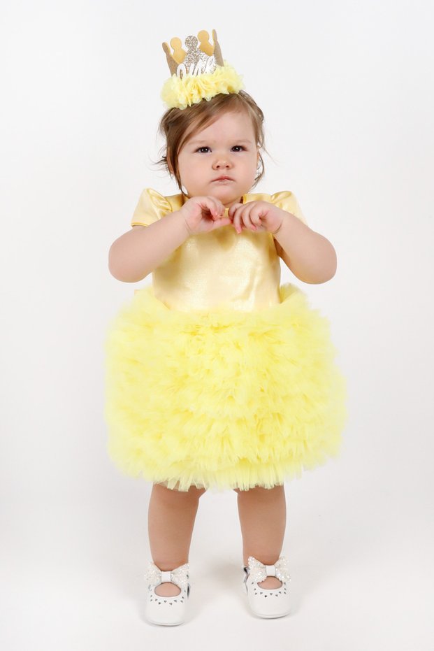 Yellow Short Sleeve Tutu Baby Princess Dress - Lina