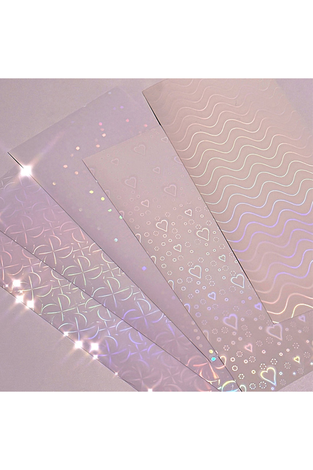 6PCS Random 6pc Sparkling Laser Film Stickers - Love Laser Transparent Stickers - DIY Photo Mobile S