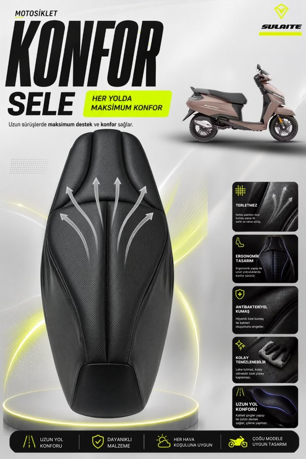 Motorcycle Comfort Saddle Cover Tvs Jupiter 110 - 125 Compatible Visco Sponge Saddle Pad Tear-Resistant Waterproof