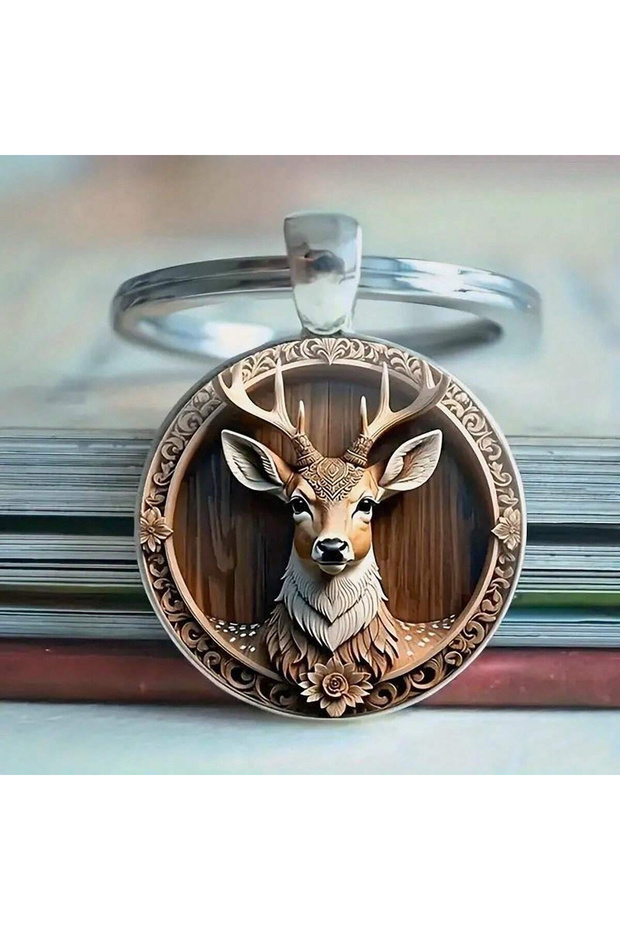 1pc Deer Head Keychain - Perfect Gift for Halloween & Christmas, Car & Bag Accessory with ID Holder