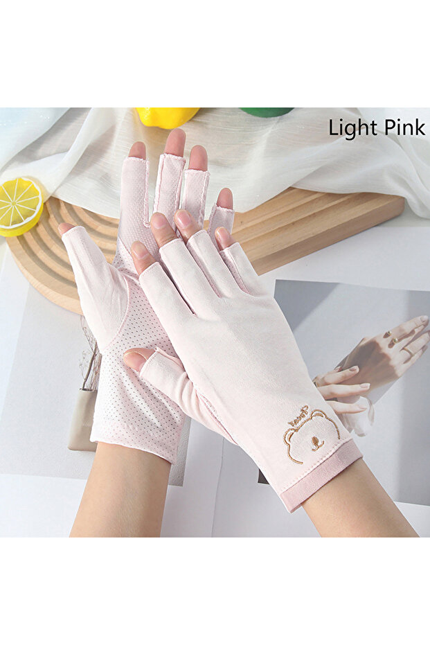 Light pink 1 Pair Anti UV Nail Gloves UV Gel Shield Glove Fingerless Manicure Nail Art Tools LED Lam
