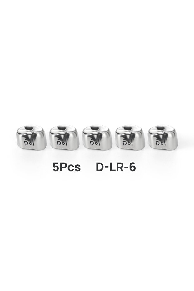 D-LR-6 5PCS Dental Crowns Preformed Metal Crown Stainless Steel Temporary Crowns Dentistry Orthodont