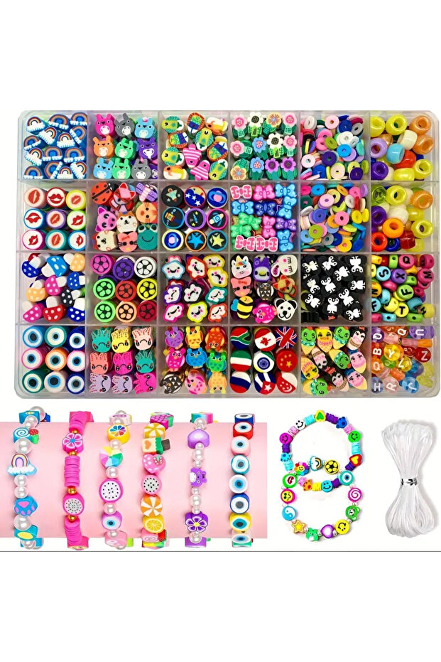 Clay SET 03 700Pcs Jewelry Making Kit DIY Beaded Crafts for Necklaces & Bracelets Acrylic, Soft Clay