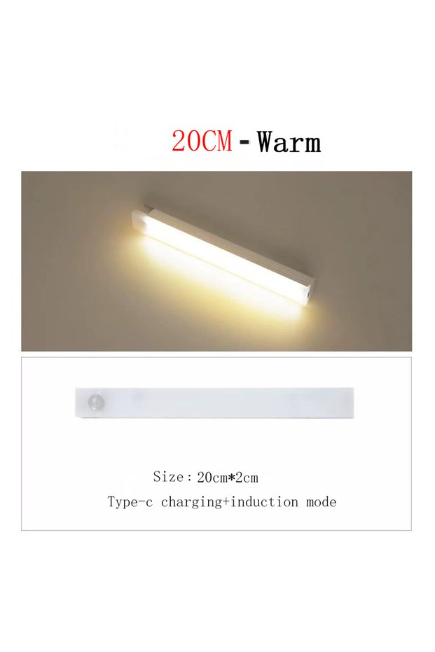 A 20cm warm LED Motion Sensor Under Cabinet Light USB Rechargeable LED Night Light for Closet Cabine