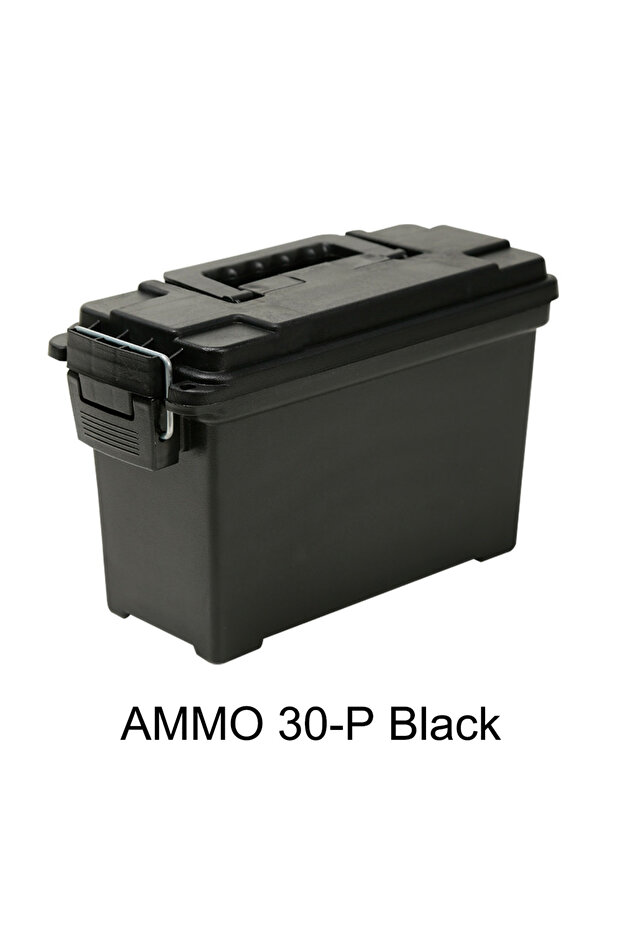 صندوق ذخيرة بلاستيكي أسود من AMMO 30-P، آمن لتخزين الأسلحة، علبة ذخيرة خفيفة الوزن، عالية القوة، إمكانية الوصول إلى الذخيرة
