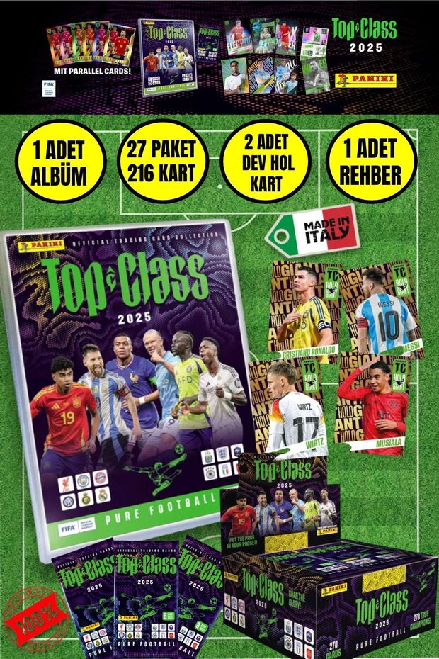 Panini Top Class Adrenalyn Mega 2025 Starter Pack Footballer Cards Magazines Album + 27 Pk 216 Cards