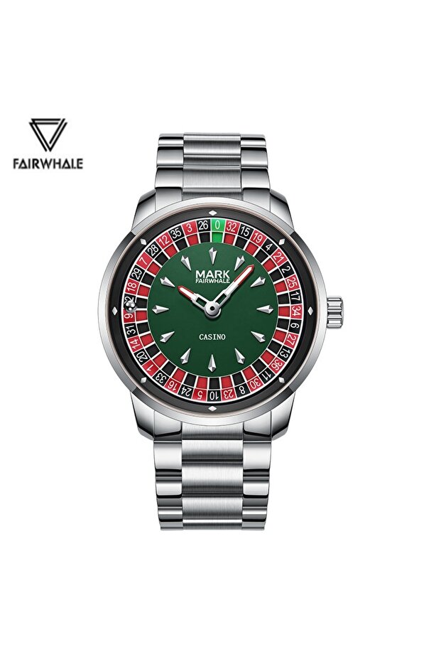 silver without box Mark Fairwhale 5031 Men Funny Quartz Watch Recessed Wheel Design Arabic Numerals