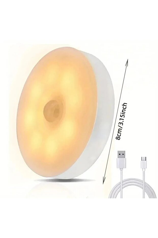 Warm 1pcs 1/3Pcs 8LED Motion Sensor Light Night Light USB Rechargeable Night Lamp for Kitchen Cabine