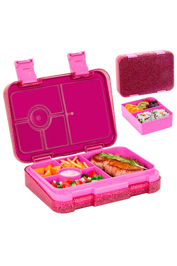 2 5 C-Glitter Pink 1100ml Lunch Box Bento Box Halloween Interlayer Anti-expressed Storage Bo