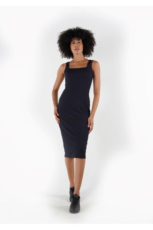 Straped Square Necklace Floral Pencil Dress (B24-00205)