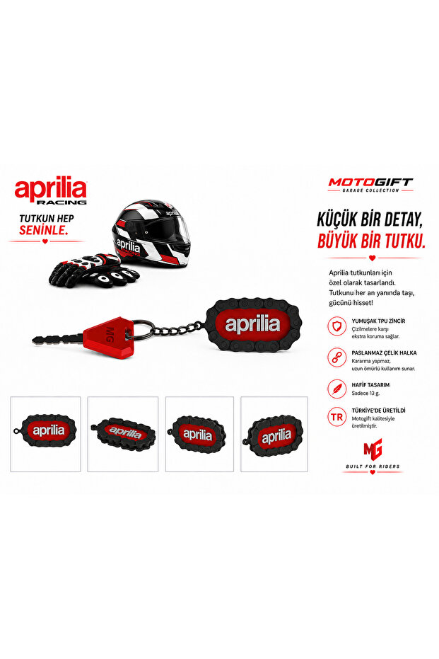 Aprilia Logo Special Design Motorcycle Keychain with Chain Detail