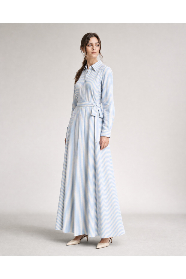 Striped Stone Detailed Long Hijab Dress