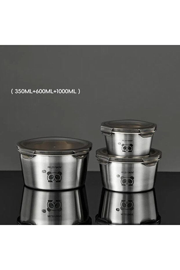 WORTHBUY Mix 3pcs WORTHBUY Sealed Lunch Container With Lid 304 Stainless Steel Round Lunch Box Refri