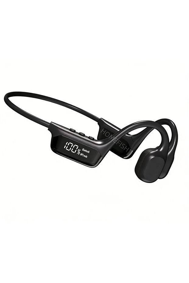 black IPX8 Waterproof Bone Conduction Headphones, Open Ear Bluetooth Sport Headphones with 32GB MP3,