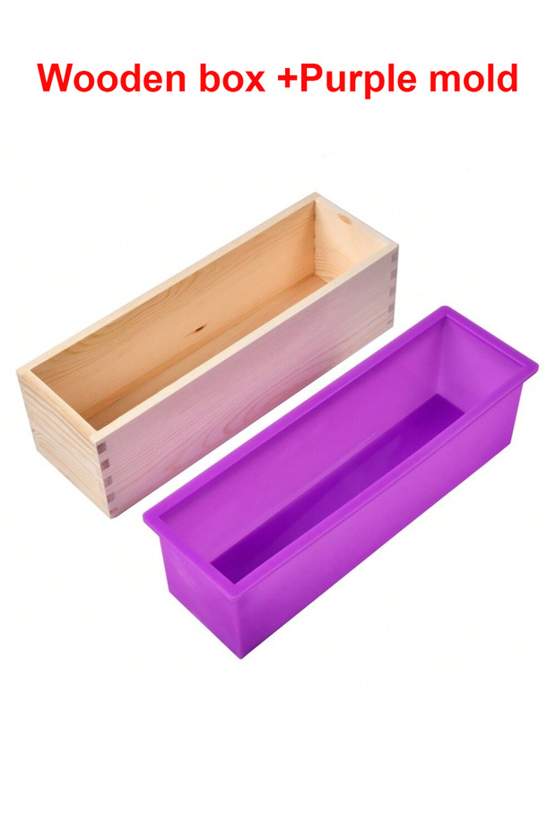 Purple mold 1.2L Silicone Soap Mold Flexible Rectangular Loaf Mold Wood Box Soaps Making DIY Tool fo