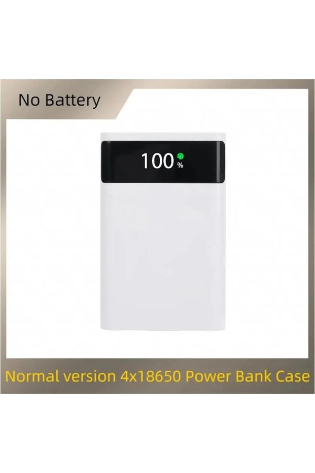 4x18650-White 25W Super Fast Power Bank Shell Storage Box Dual USB Micro Type C DIY 18650 Battery Ca
