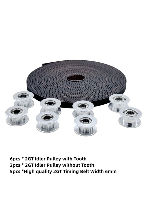 6-2 Pulley 5M Belt 1Set Aluminium GT2 20T Idler With 5M High Quality 2GT Timing Belt 6mm Kit 20 Toot