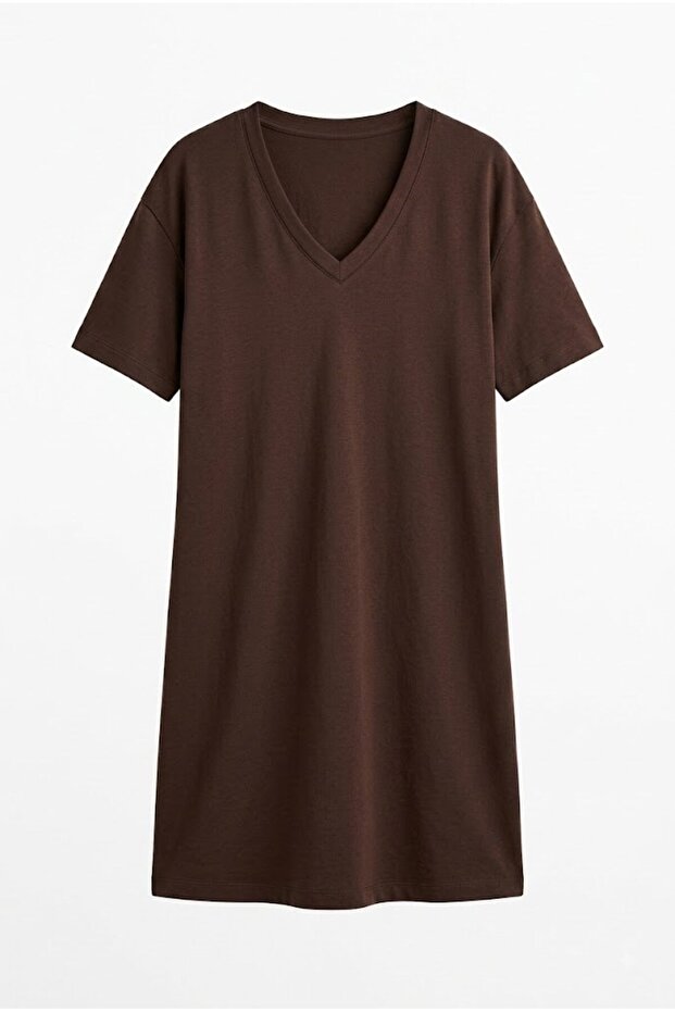 Coffee V-Neck Modal Dress