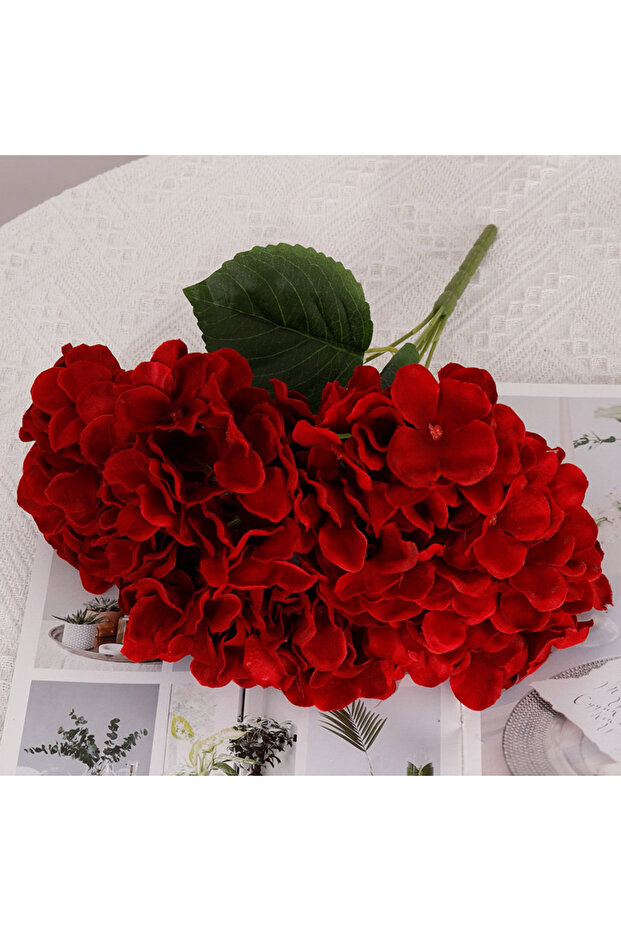 red NEW 5 Heads Big Red Hydrangea Silk Flowers Hydrangea Artificial Flowers Fake Bouquet Flower Arra