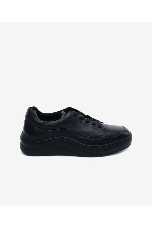 Women's Black Genuine Leather Sneaker Shoes 5Y2Fa59052