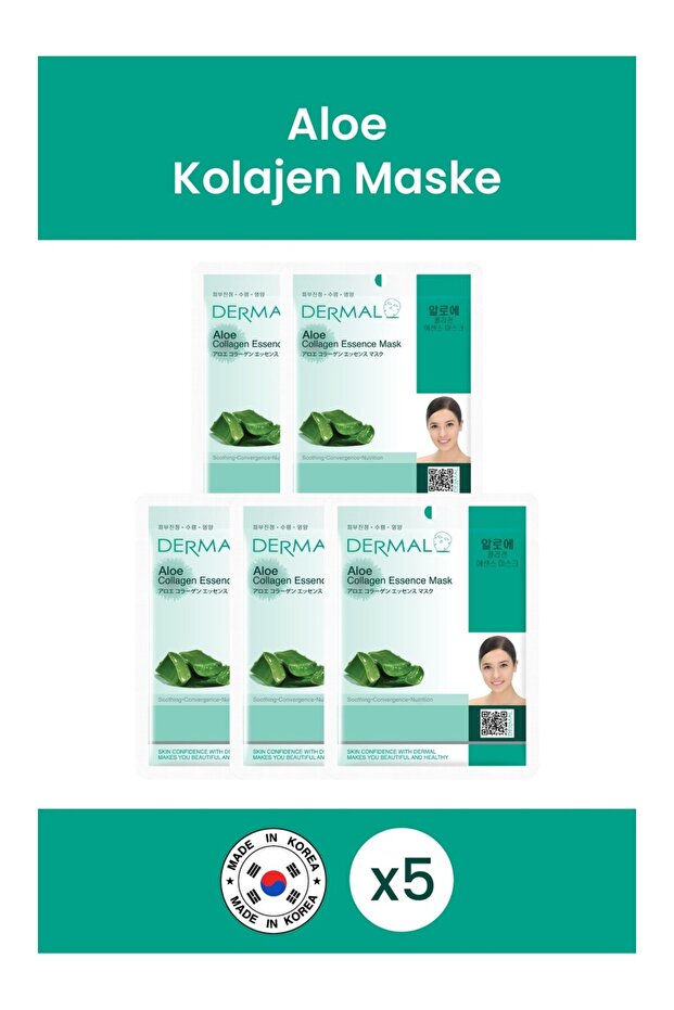 Soothing and Moisturizing Collagen Mask with Aloe Extract - 23 Gr 5 Pieces