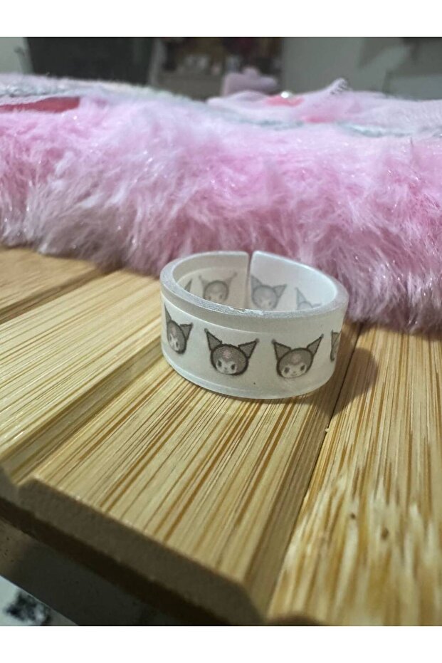 Kuromi Printed Children's Ring – Fixed Size Resin Cartoon Figure Jewelry