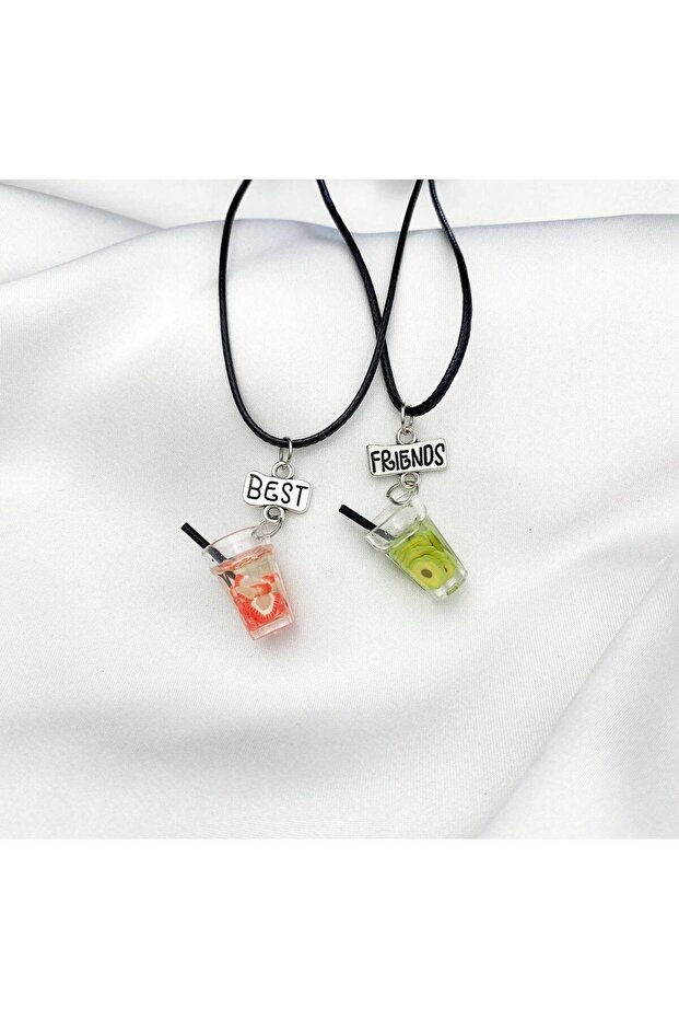 Best Friend Fruit-Colored Cup Drink Double Friend Necklace