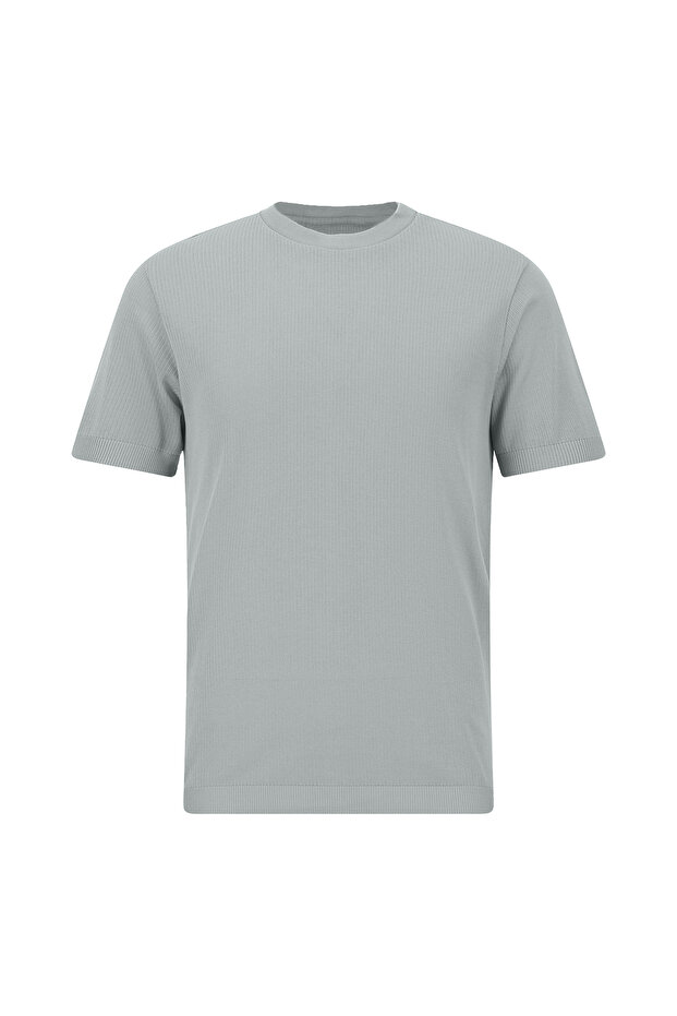 Crew Neck Slim Fit Embroidered Mercerized Cotton Knitted T-Shirt