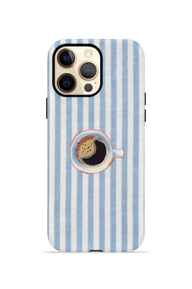 iPhone 12 Pro Max Vorian Double Layer Case Morning Coffee Stripe