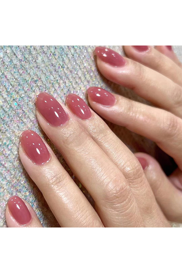 PDJ2716 24Pcs/Set Solid Color Press on Nail Piece Acrylic Round Head Short Fake Nails Finished Remov