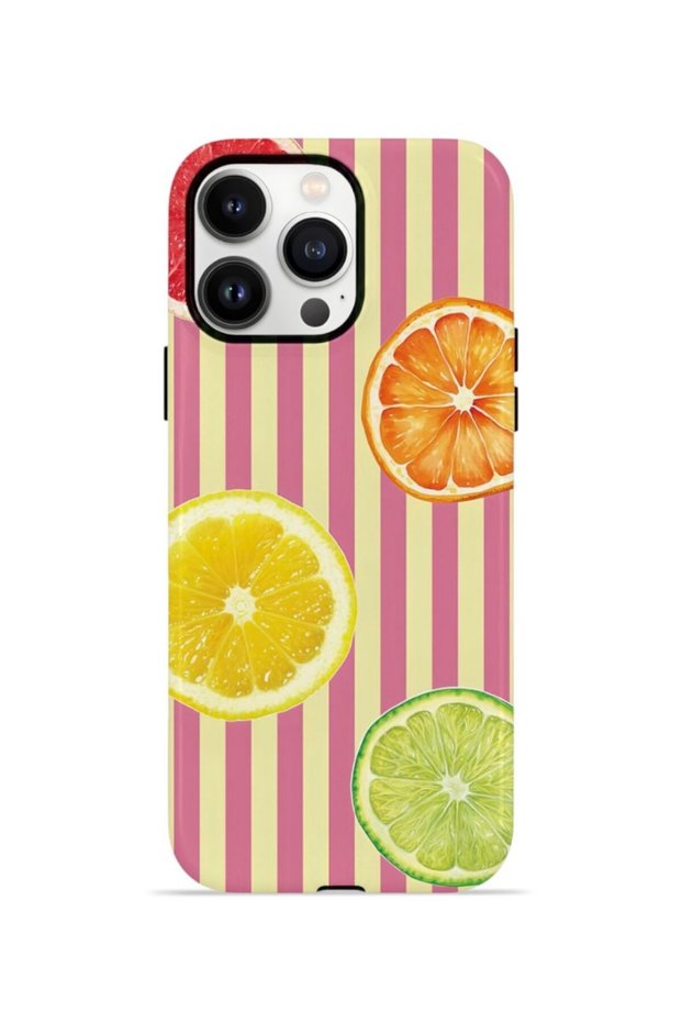 حافظة آيفون 14 برو فوريان ذات الطبقة المزدوجة Citrus Fiesta Stripe