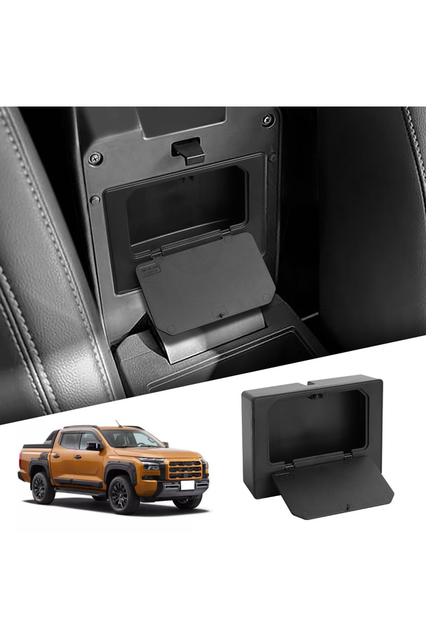 Black 1pc Smabee for Mitsubishi L200/Triton 2024 2025 Armrest Box Hidden Storage Tray Organizer Car